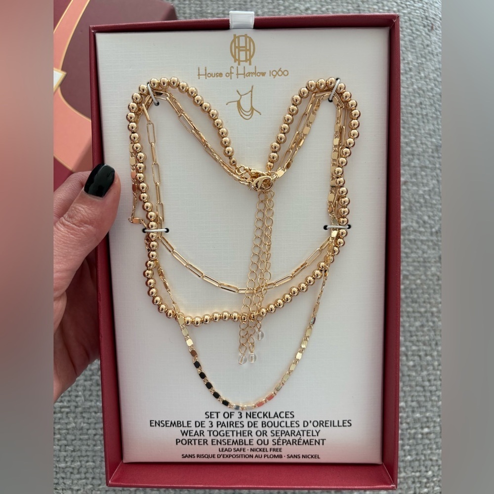 House of Harlow 1960 Gold Layered Necklace Set – Set of 3